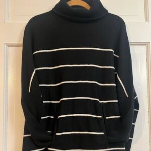 Cashmere Garnet Hill Wool Black Oversized Turtleneck Tunic